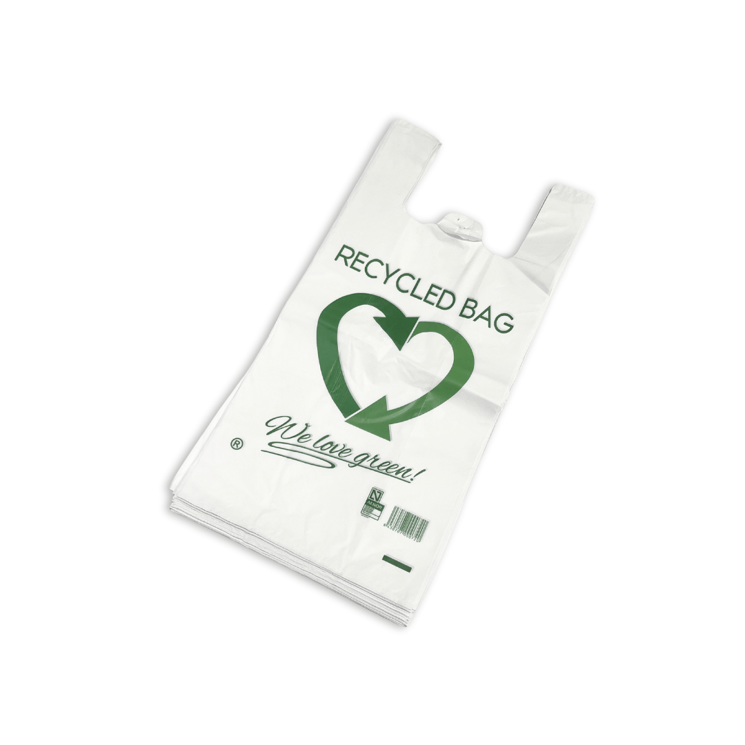 Bossa de plàstic amb nanses samarreta 70% reciclat